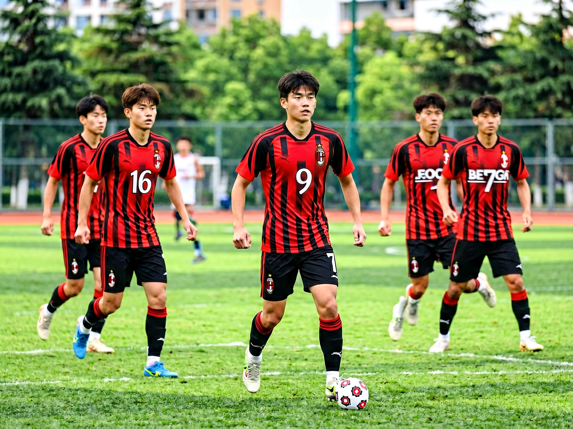 AC米兰青训学院年轻球员训练场景
